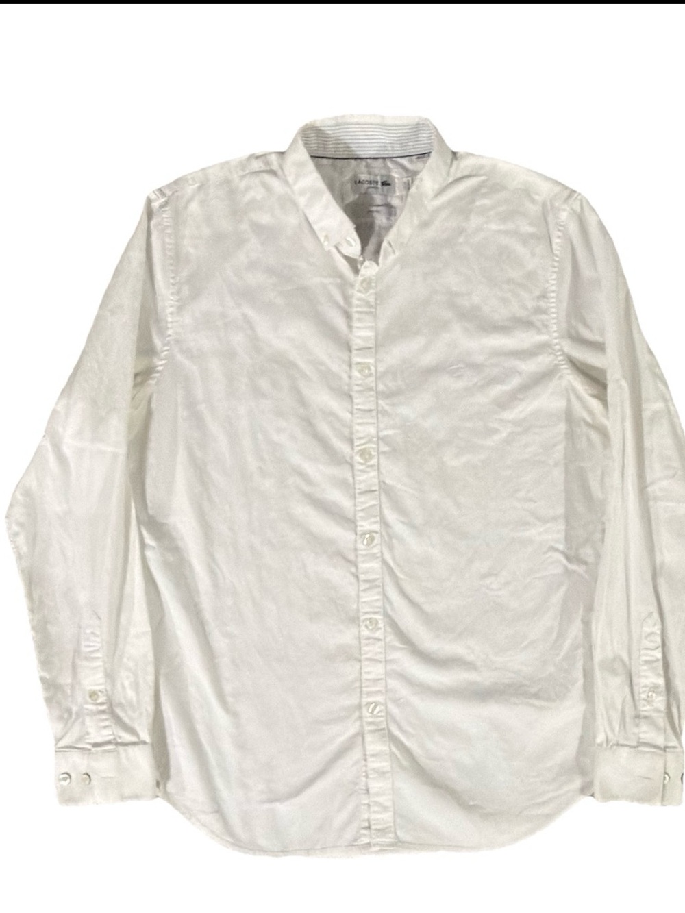 Lacoste Men’s Slim Fit Stretch Poplin Shirt White Size L / FR 42 US 16.5